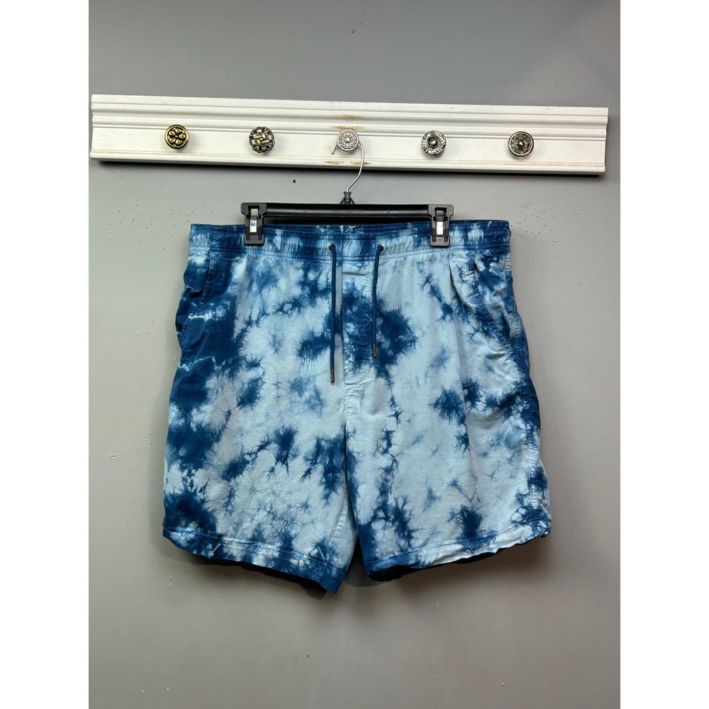 American Eagle Shorts Mens Large Blue Tie Dye Cotton Lyocell Drawstring Casual